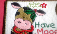 HAVE A MOOEY CHRISTMAS In The Hoop Embroidered Mug Mat Design - Instant Download - Embroidery by EdytheAnne - 4