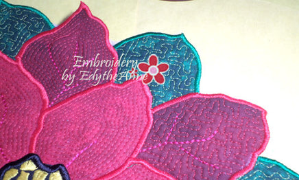 POINSETTIA CENTERPIECE or TRIVET  In The Hoop Project -INSTANT DOWNLOAD - Embroidery by EdytheAnne - 4