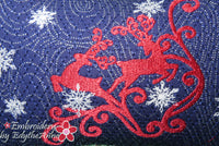 DANCING REINDEER CHRISTMAS ACCENT PILLOW-In The Hoop Machine Embroidery