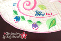 SWIRLS & FLOWERS TABLE RUNNER Embroidery Design - Digital Download