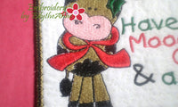 HAVE A MOOEY CHRISTMAS In The Hoop Embroidered Mug Mat Design - Instant Download - Embroidery by EdytheAnne - 3