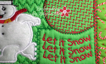 LET IT SNOW...LET IT SNOW...MUG MAT/MUG RUG In The Hoop Embroidery Design - Embroidery by EdytheAnne - 5