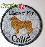 COLLIE IN THE HOOP EMBROIDERY KEY TAG