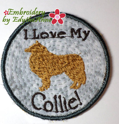 COLLIE IN THE HOOP EMBROIDERY KEY TAG