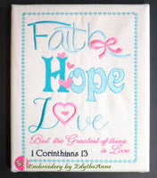 FAITH, HOPE, LOVE Word Art Frameable Canvas -  Digital Download
