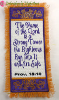 NAME OF THE LORD STRONG TOWER MACHINE EMBROIDERY BOOKMARK