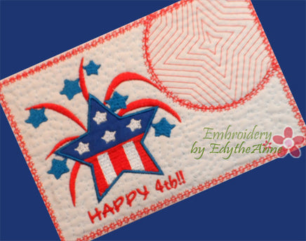 .July 4th In The Hoop Patriotic SET OF 4 MUG MAT SET- INSTANT DOWNLOAD - Embroidery by EdytheAnne - 7