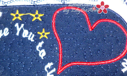LOVE YOU TO THE MOON... In The Hoop Embroidered Mug Mats/Mug Rugs.  Digital File.Available immediately. - Embroidery by EdytheAnne - 5