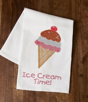 IT'S ICE CREAM TIME! In The Hoop Machine Embroidery Mug Mat/Mug Rug.  - Digital Download