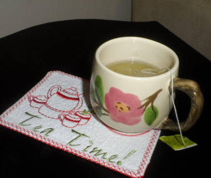 TEA TIME In The HoopMachine Embroidery Mug Mat/Mug Rug. Easy and quick.  - Digital File - Instant Download - Embroidery by EdytheAnne - 2