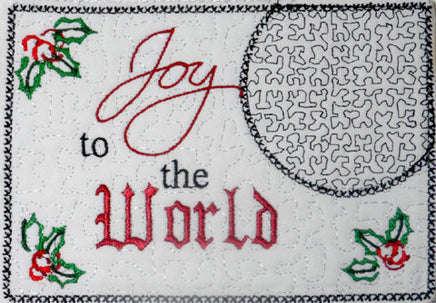Joy to the World Christmas Mug Mat/Mug Rug - In the Hoop - INSTANT DOWNLOAD - Embroidery by EdytheAnne - 1