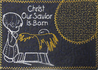 Christmas Mug Mat "Christ our Savior is Born".   - Digital File - Instant Download - Embroidery by EdytheAnne - 1