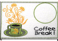 COFFEE BREAK Machine Embroidered Mug Mat/Mug Rug - 2  Sizes included- INSTANT DOWNLOAD - Embroidery by EdytheAnne - 3