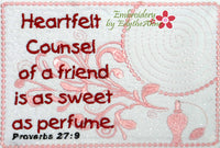 FRIEND In The Hoop Mug Mat design from Proverbs.  - Digital File - Instant Download - Embroidery by EdytheAnne - 1