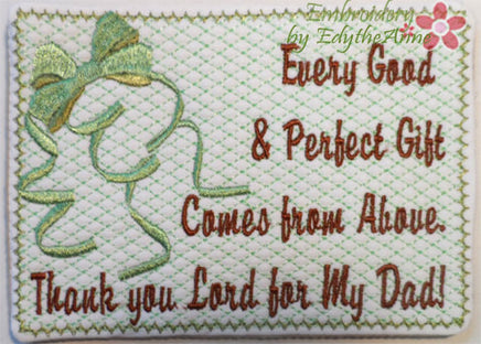 Father's Day is June 19th  Thank you Lord for My Dad In The Hoop Embroidered Mug Mat/Mug Rug.  - Digital File - Instant Download - Embroidery by EdytheAnne