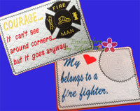 FIREFIGHTERS  In The Hoop Embroidered Mug Mat/Mug Rug.  2 Piece Set .  - Digital File - Instant Download - Embroidery by EdytheAnne - 1