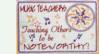 MUSIC TEACHER In The Hoop Embroidered Mug Mat/Mug Rug.   - Digital File - Instant Download - Embroidery by EdytheAnne - 1
