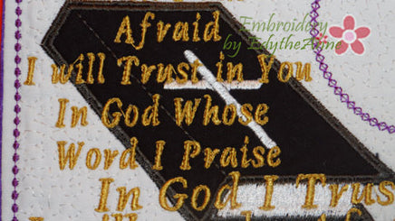 FAITH BASED In The Hoop Mug Mat/Mug Rug. When I Am Afraid, I Will Trust in You...  - Digital File - Instant Download - Embroidery by EdytheAnne - 2