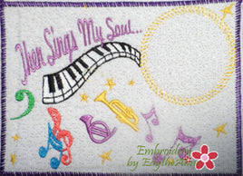 Then Sings My Soul Musical Embroidered Mug Mat done In The Hoop.   - Digital File - Instant Download - Embroidery by EdytheAnne - 1