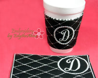 MONOGRAM COFFEE COZY Set of 26  In The Hoop Embroidered Cozy INSTANT DOWNLOAD - Embroidery by EdytheAnne - 4