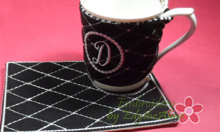 SAVE 15% ON MONOGRAM Coffee Cozy & MONOGRAM Mug Mat Set of 26  INSTANT DOWNLOAD - Embroidery by EdytheAnne - 3
