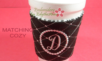 MONOGRAM COFFEE COZY Set of 26  In The Hoop Embroidered Cozy INSTANT DOWNLOAD - Embroidery by EdytheAnne - 1