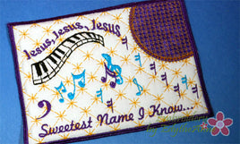 JESUS Sweetest Name I Know Musical Embroidered Mug Mat/Mug Rug done In The Hoop.  - Digital File - Instant Download - Embroidery by EdytheAnne - 1