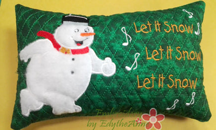 Snowman Applique Pillow In The Hoop Accent Pillow - Embroidery by EdytheAnne - 2