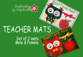 TEACHER Both Male and Female Christmas Gift Mug Mat/Mug Rug In The Hoop Appliqued owls.  - INSTANT DOWNLOAD - Embroidery by EdytheAnne - 1