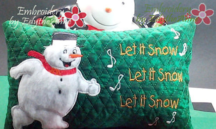 Snowman Applique Pillow In The Hoop Accent Pillow - Embroidery by EdytheAnne - 1