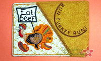 Run Turkey Run... Thanksgiving Mug Mat Turkey Applique