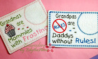 GRANDMA & GRANDPA SET SAVE 20% WITH SET PURCHASE - 2 Sizes  Embroidered Mug Mat/Mug Rug In The Hoop - Embroidery by EdytheAnne - 1