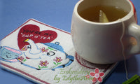 VINTAGE TEA POT In The Hoop Embroidered Mug Mat. You are my cup of tea.  - Digital File - Instant Download - Embroidery by EdytheAnne - 2