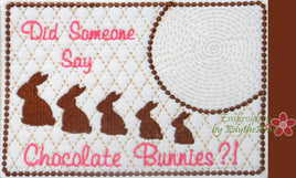 CHOCOLATE BUNNIES Whimsical In The Hoop Embroidered Mug Mat Designs.   - Digital File - Instant Download - Embroidery by EdytheAnne - 1