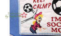 SOCCER MOM WHIMSICAL In The Hoop Embroidered Mug Mat/Mug Rug w/Special Interest Tag.Easy to stitch.  - Digital File - Instant Download - Embroidery by EdytheAnne - 3