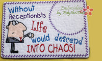 SET of 3 WHIMSICAL RECEPTIONIST Mug Mat/Mug Rugs. Also includes Secretary & Admin versions. Quick and Easy. Digital Files. - Embroidery by EdytheAnne - 5