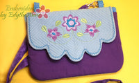 PENELOPE'S GARDEN Scalloped Flap Bag.w/ Built in  Credit Card Wallet. INSTANT DOWNLOAD - Embroidery by EdytheAnne - 3
