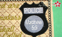 POLICE OFFICER  In The Hoop Machine Embroidered Mug Mat/Mug Rug. - Embroidery by EdytheAnne - 2