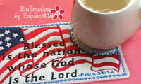 .July 4th In The Hoop Patriotic SET OF 4 MUG MAT SET- INSTANT DOWNLOAD - Embroidery by EdytheAnne - 4