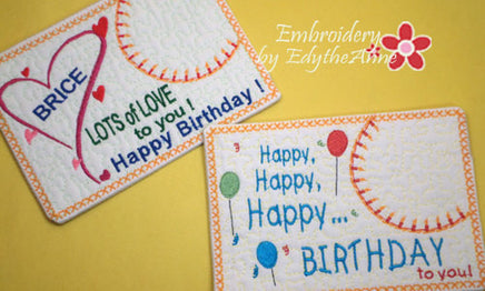 HAPPY BIRTHDAY SET of Two In The Hoop Embroidered Mug Mat/Mug Rug Designs.   - Digital File - Instant Download - Embroidery by EdytheAnne - 1