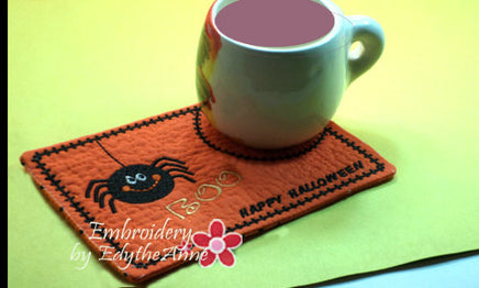 SPIDER BALL & MATCHING HALLOWEEN MUG MAT - Embroidery by EdytheAnne - 3