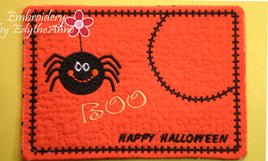 BOO! Whimsical Halloween Mug Mat/Mug Rug- Embroidery by EdytheAnne - 1