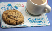 COFFEE BREAK Machine Embroidered Mug Mat/Mug Rug - 2  Sizes included- INSTANT DOWNLOAD - Embroidery by EdytheAnne - 4