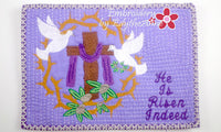 HE IS RISEN INDEED In The Hoop Faith Based Embroidered Mug Mats/Mug Rugs-Digital Download