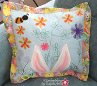 BUNNY PATCH FLANGE PILLOW  Machine Embroidery Design