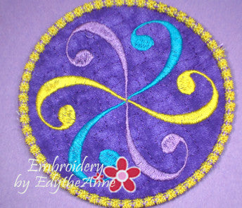SWIRL COASTER - 2 VERSIONS INCLUDED- IN THE HOOP MACHINE EMBROIDERY - Embroidery by EdytheAnne - 2