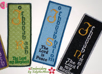 FAITH BASED IN THE HOOP MACHINE EMBROIDERY BOOKMARKS Names of God