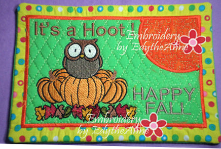 HAPPY FALL MUG MAT/MUG RUG In The Hoop Embroidery Design - Embroidery by EdytheAnne - 5