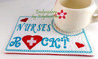 MEDICAL SET In The Hoop Machine Embroidered Mug Mat/Mug Rug.