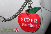 SUPER TEACHER KEY TAG - Machine Embroidery Design - Digital Download